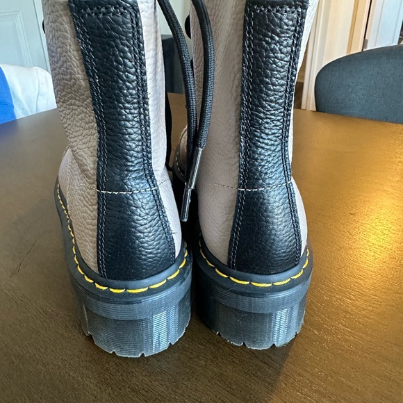 Dr. Martens Sinclair Peach Beige Nappa Leather Platform Boots - Picture 2 of 4